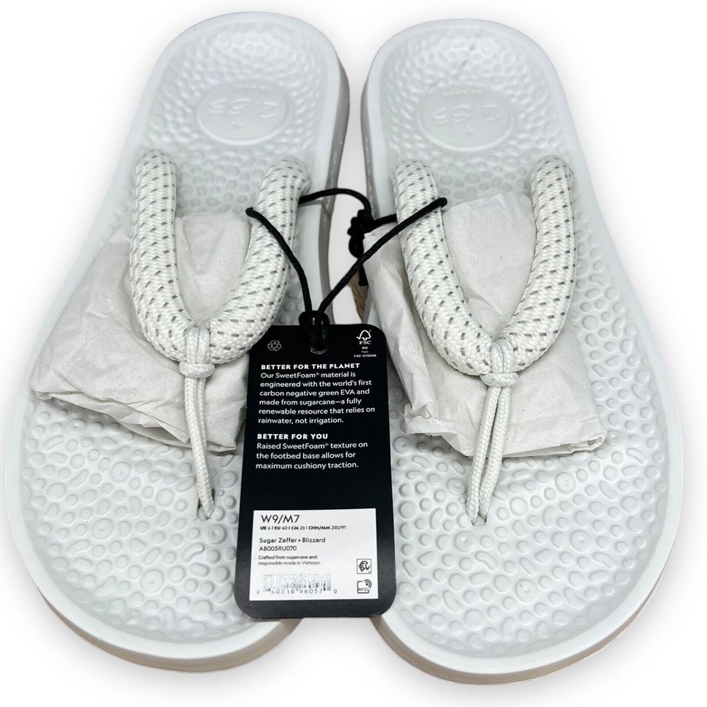 Allbirds Sandals‎ Women's 9 Men 7 White Blizzard Sugar Zeffer Flip Flops